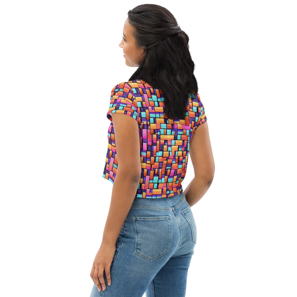 Neon Brickwork on Crop Tee — Left Back