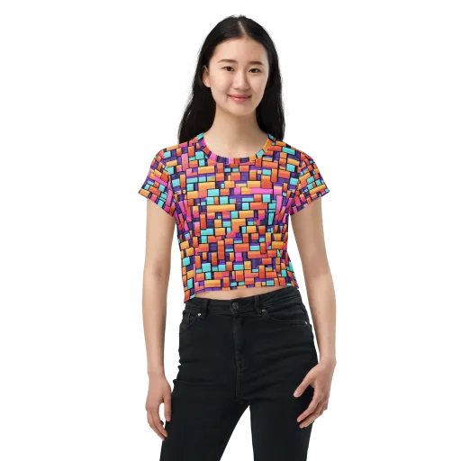 Neon Brickwork on a Crop Tee