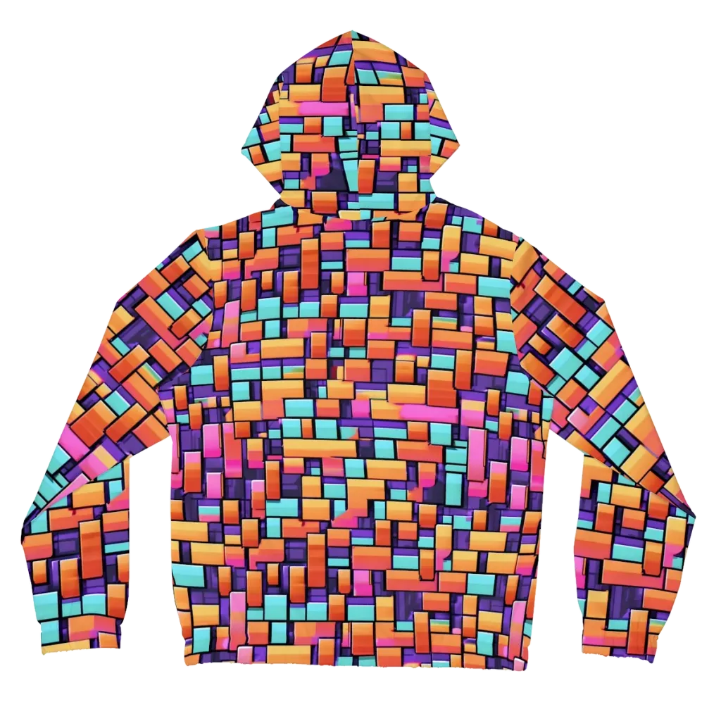 Neon Brickwork on Women's Full-Zip Hoodie — Back