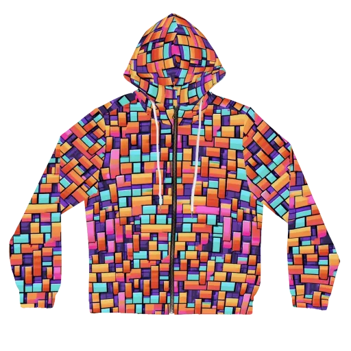 Neon Brickwork on a Women's Full-Zip Hoodie