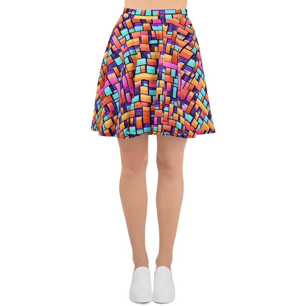Neon Brickwork on Skater Skirt — Front