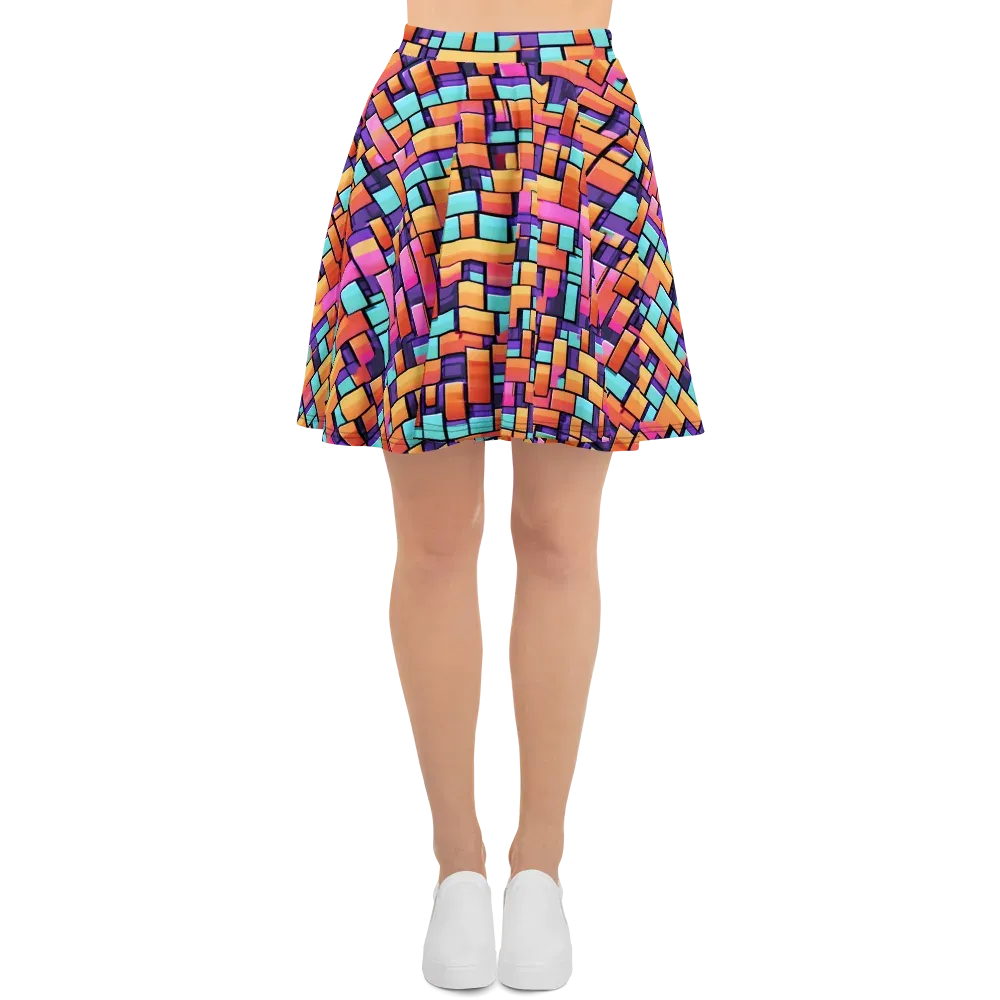 Neon Brickwork on Skater Skirt — Front