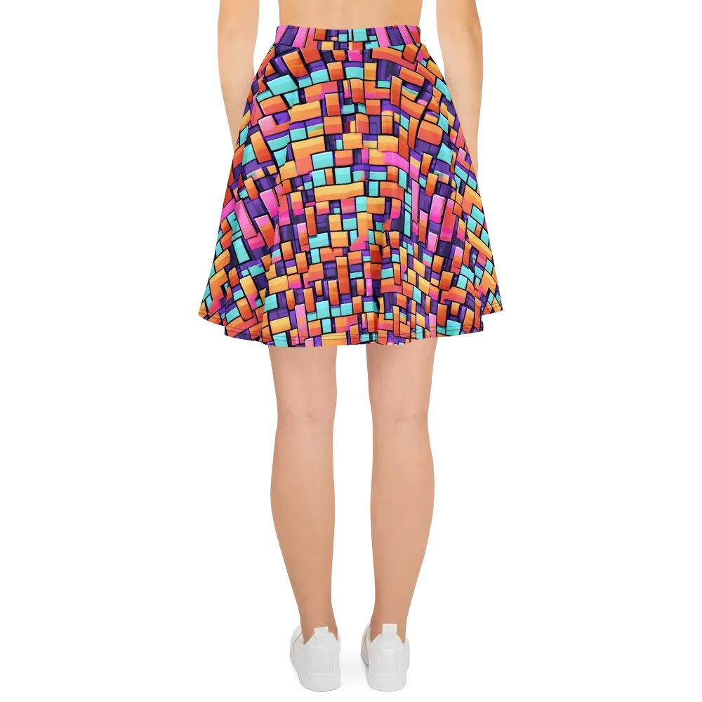 Neon Brickwork on Skater Skirt — Back