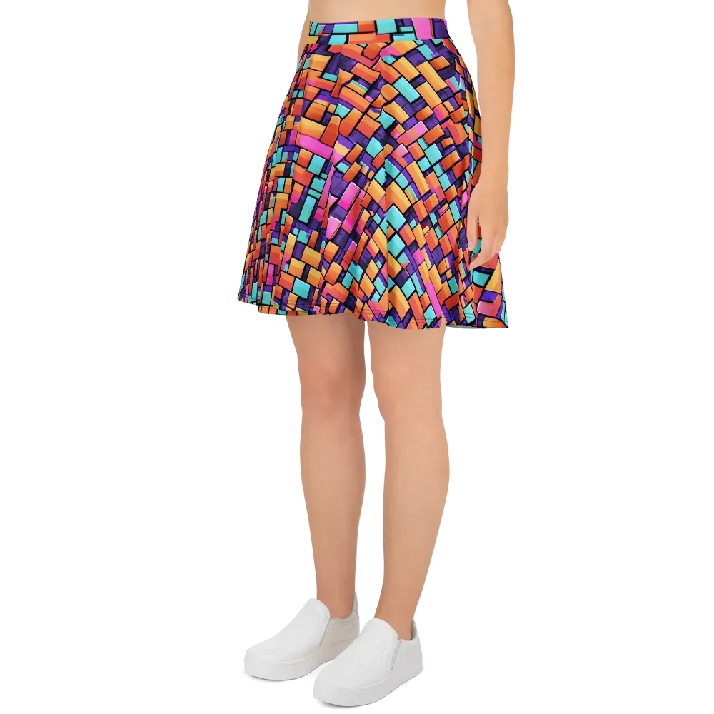 Neon Brickwork on Skater Skirt — Left