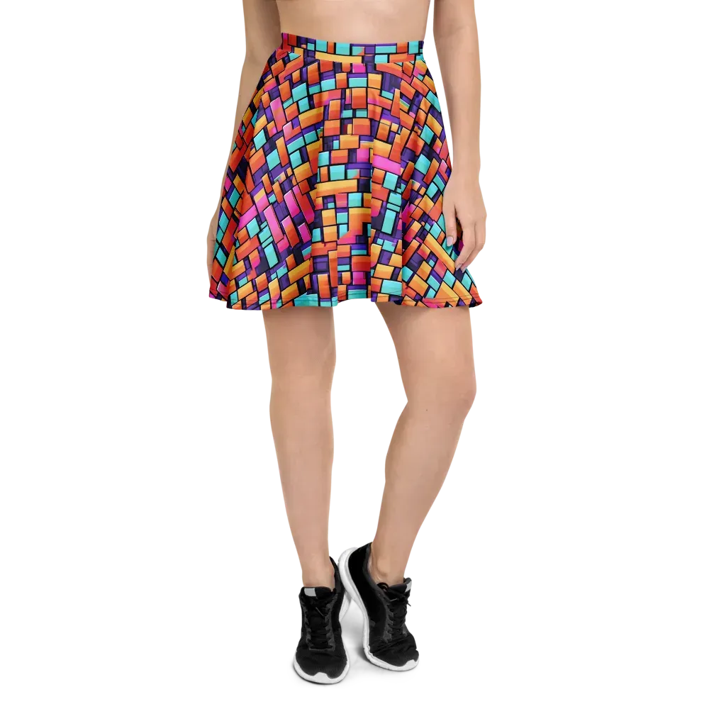 Neon Brickwork on Skater Skirt — Front