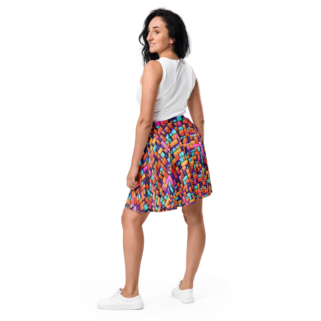 Neon Brickwork on Skater Skirt — Back