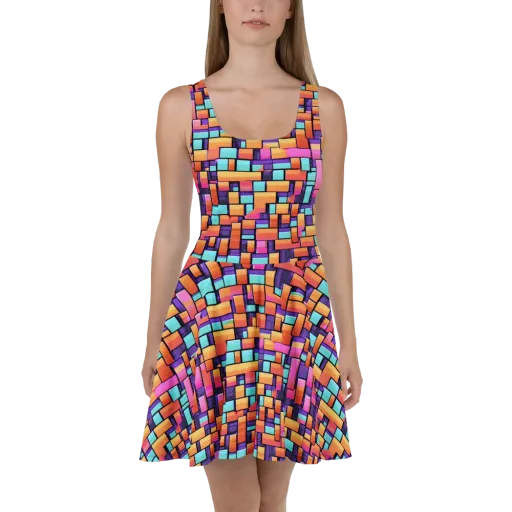 Neon Brickwork on a Skater Dress