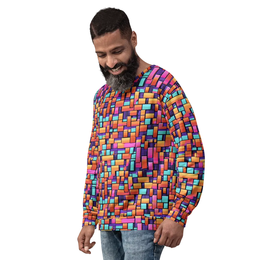 Neon Brickwork on Sweatshirt — Left Front