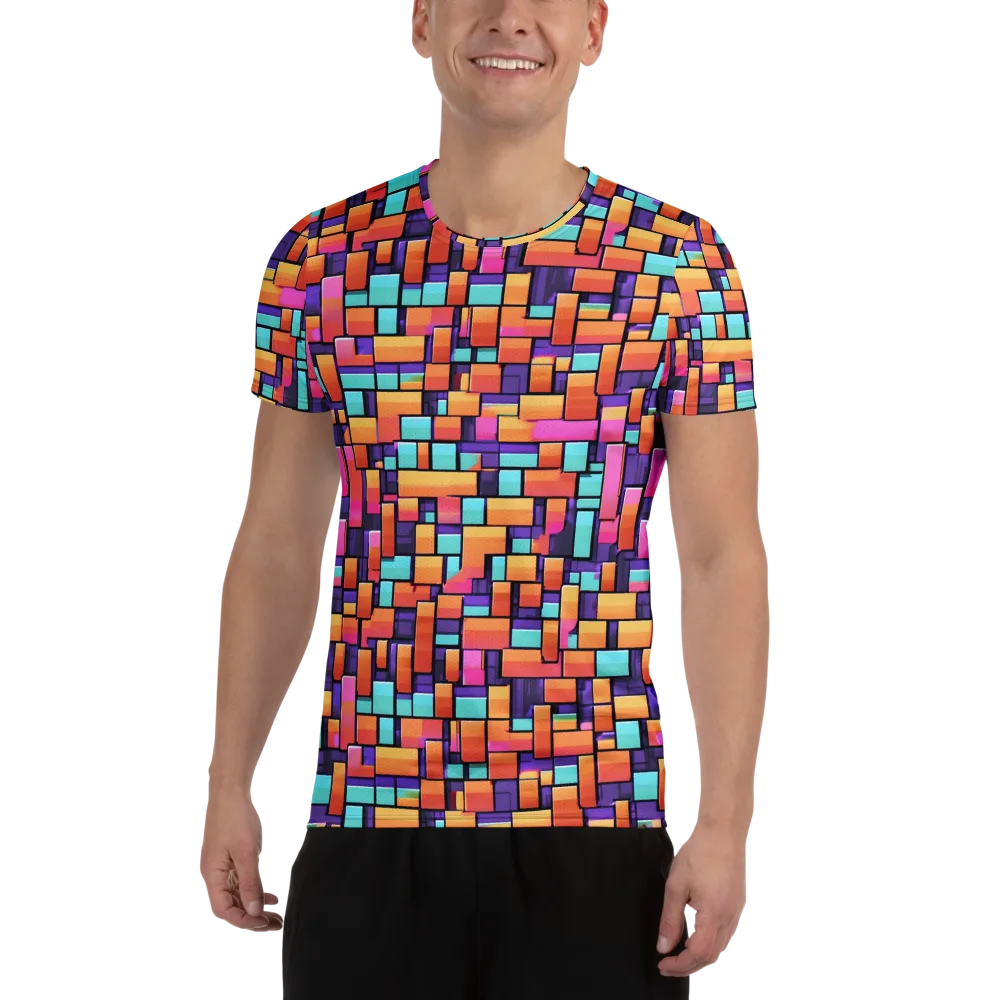 Neon Brickwork on Men's Athletic T-Shirt — Front
