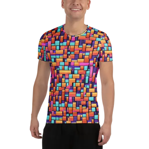 Neon Brickwork on a Men's Athletic T-Shirt