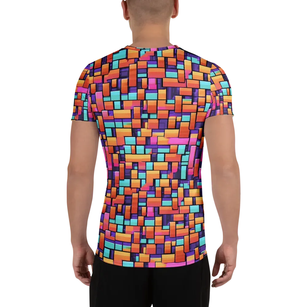 Neon Brickwork on Men's Athletic T-Shirt — Back