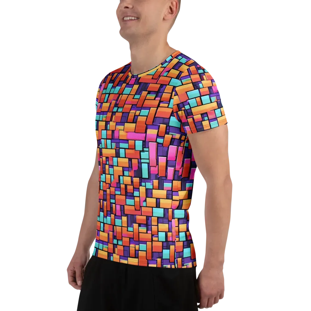 Neon Brickwork on Men's Athletic T-Shirt — Left