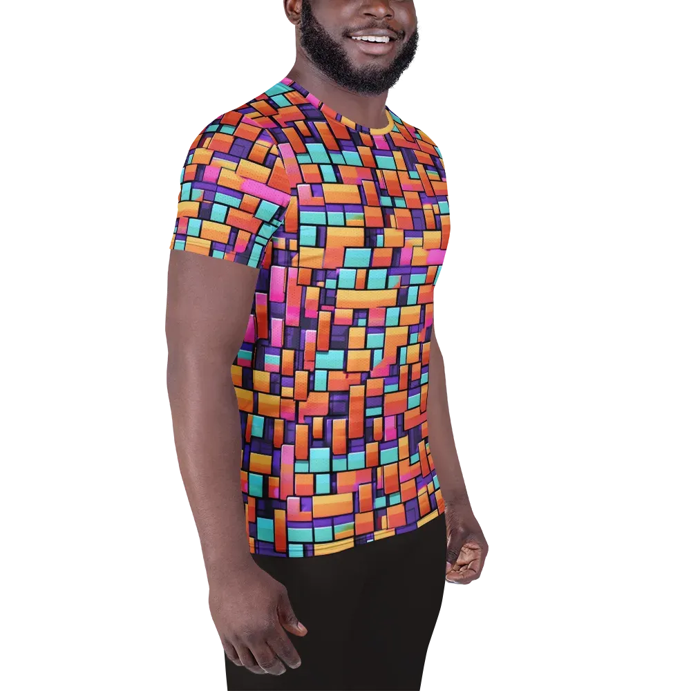 Neon Brickwork on Men's Athletic T-Shirt — Right