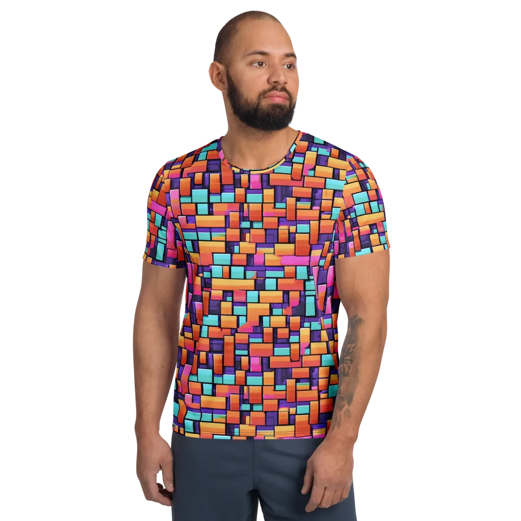 Neon Brickwork on Men's Athletic T-Shirt — Front