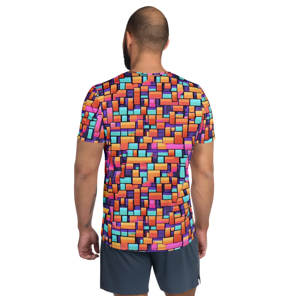 Neon Brickwork on Men's Athletic T-Shirt — Back