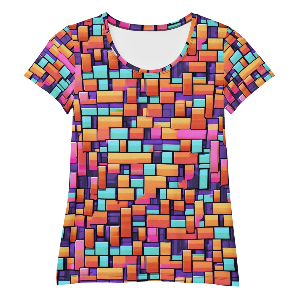 Neon Brickwork on Women's Athletic T-Shirt — Front