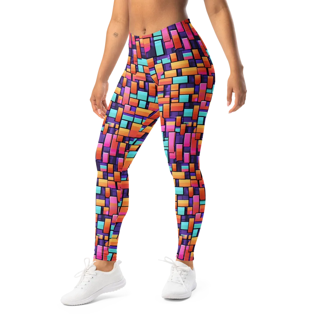 Neon Brickwork on Leggings — Left Front