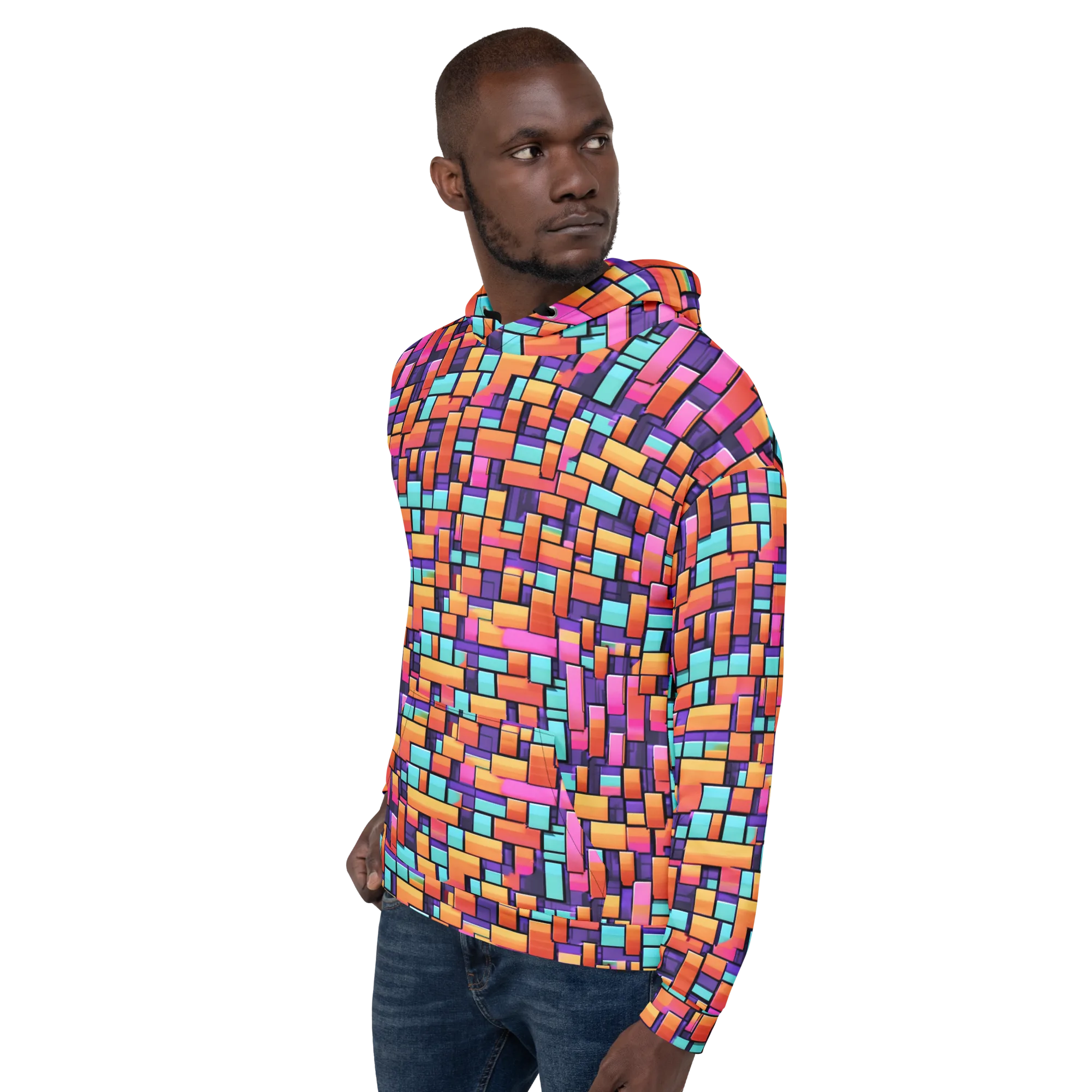 Neon Brickwork on Hoodie — Left