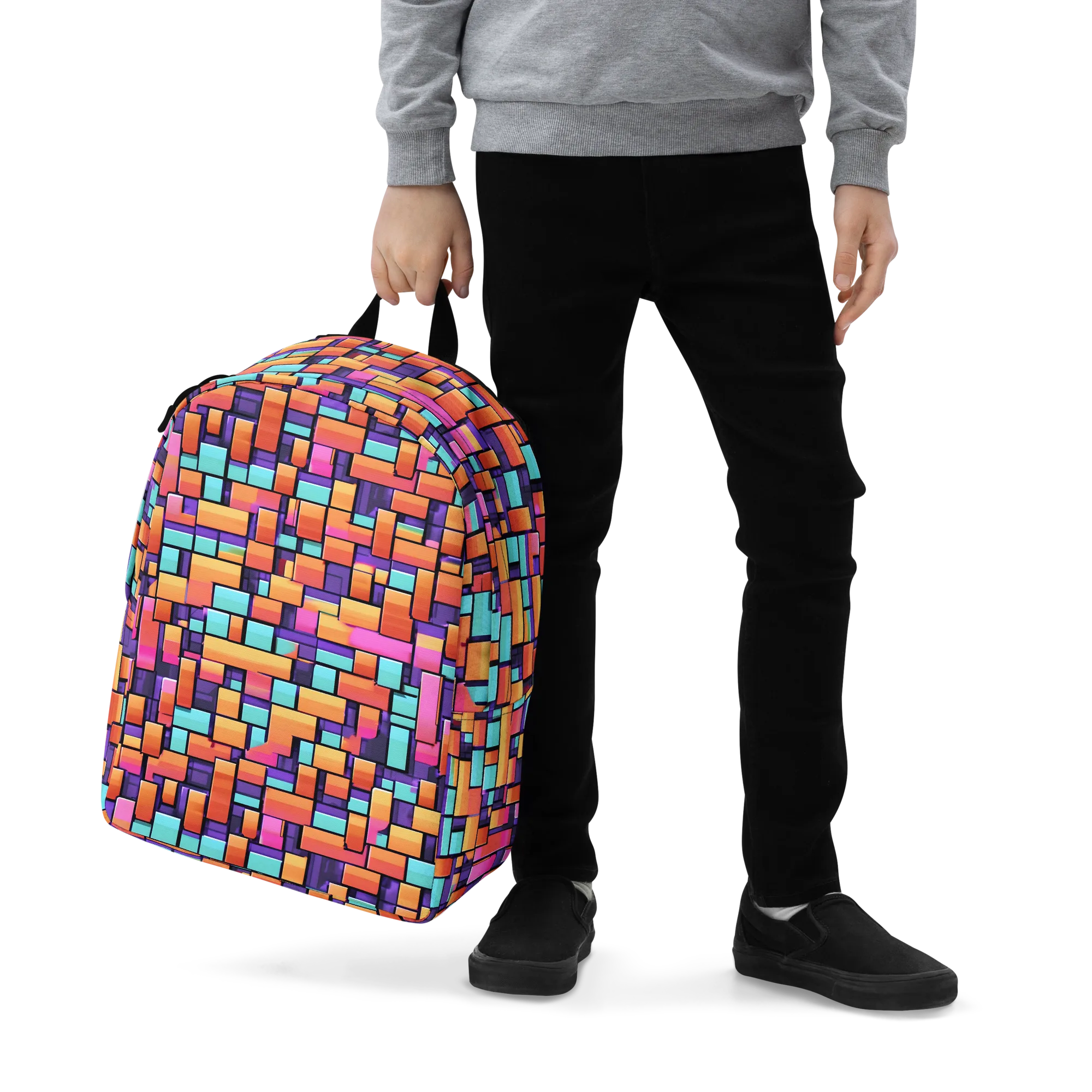 Neon Brickwork on Minimalist Backpack — Zoomed-in