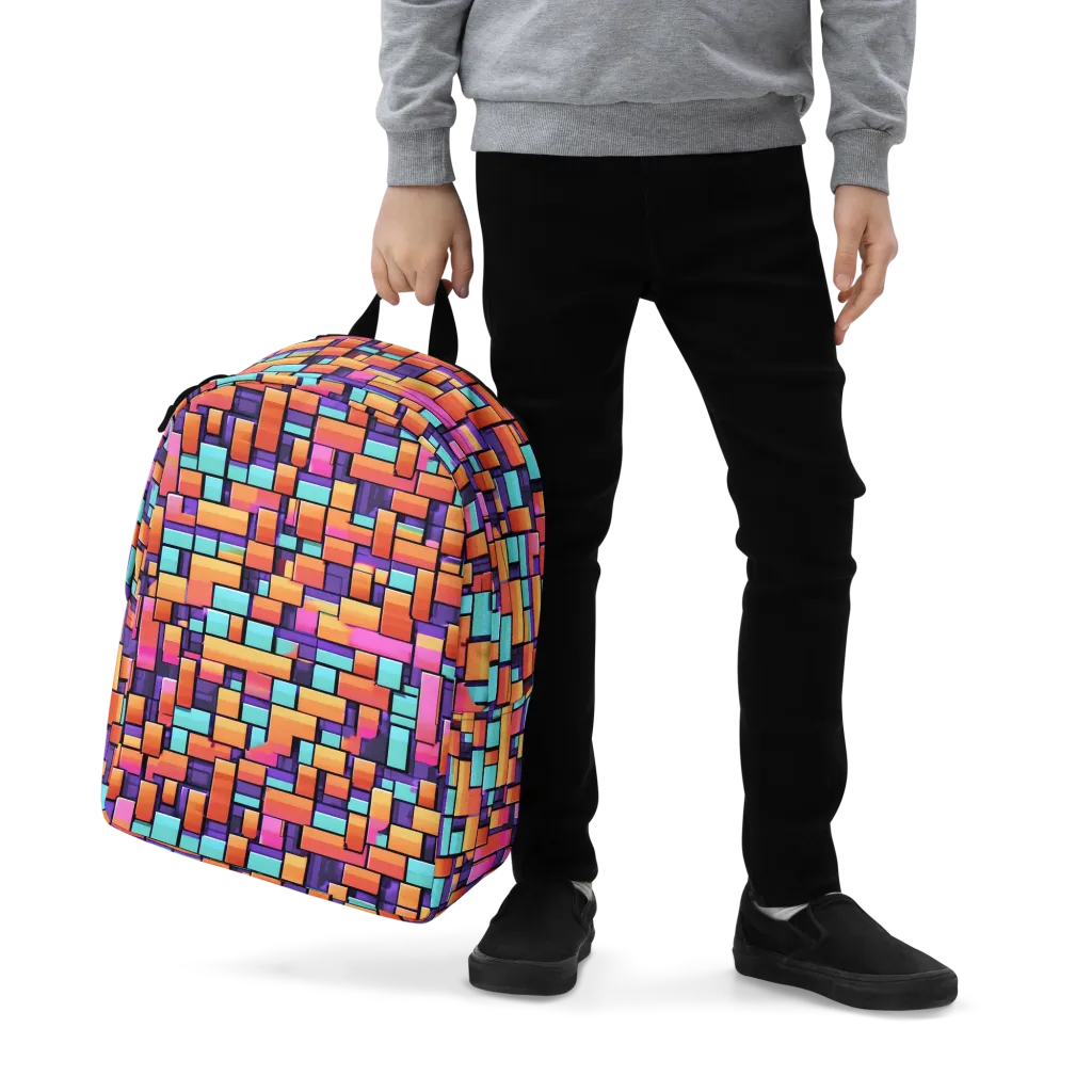 Neon Brickwork on Minimalist Backpack — Zoomed-in