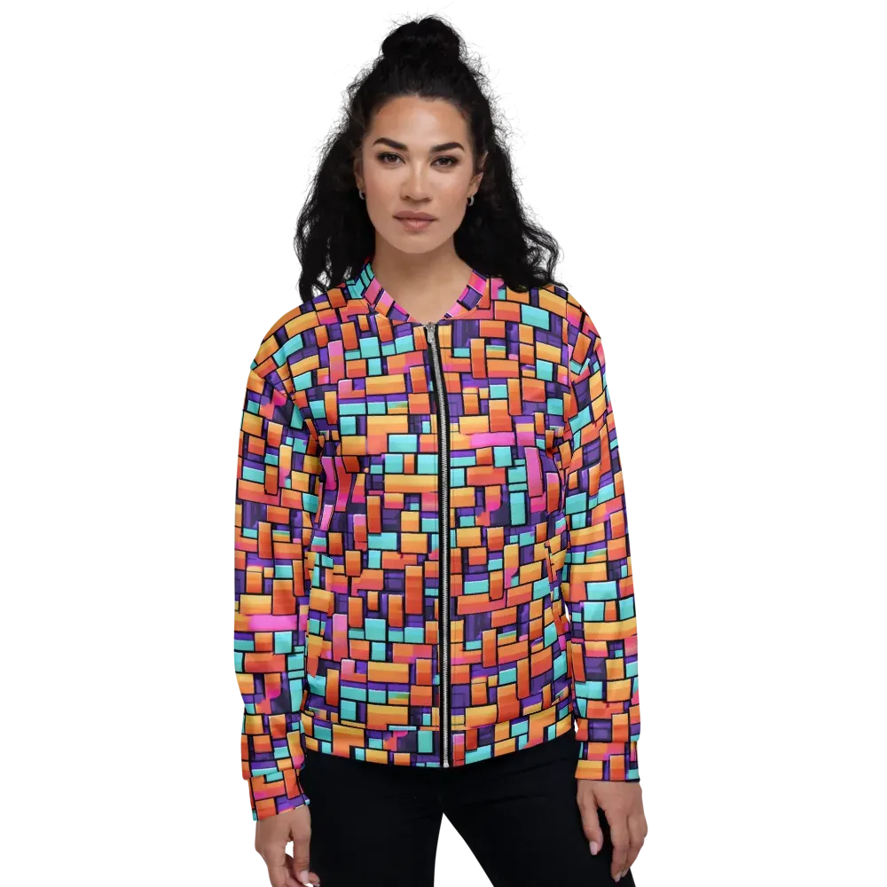 Neon Brickwork on Bomber Jacket — Front