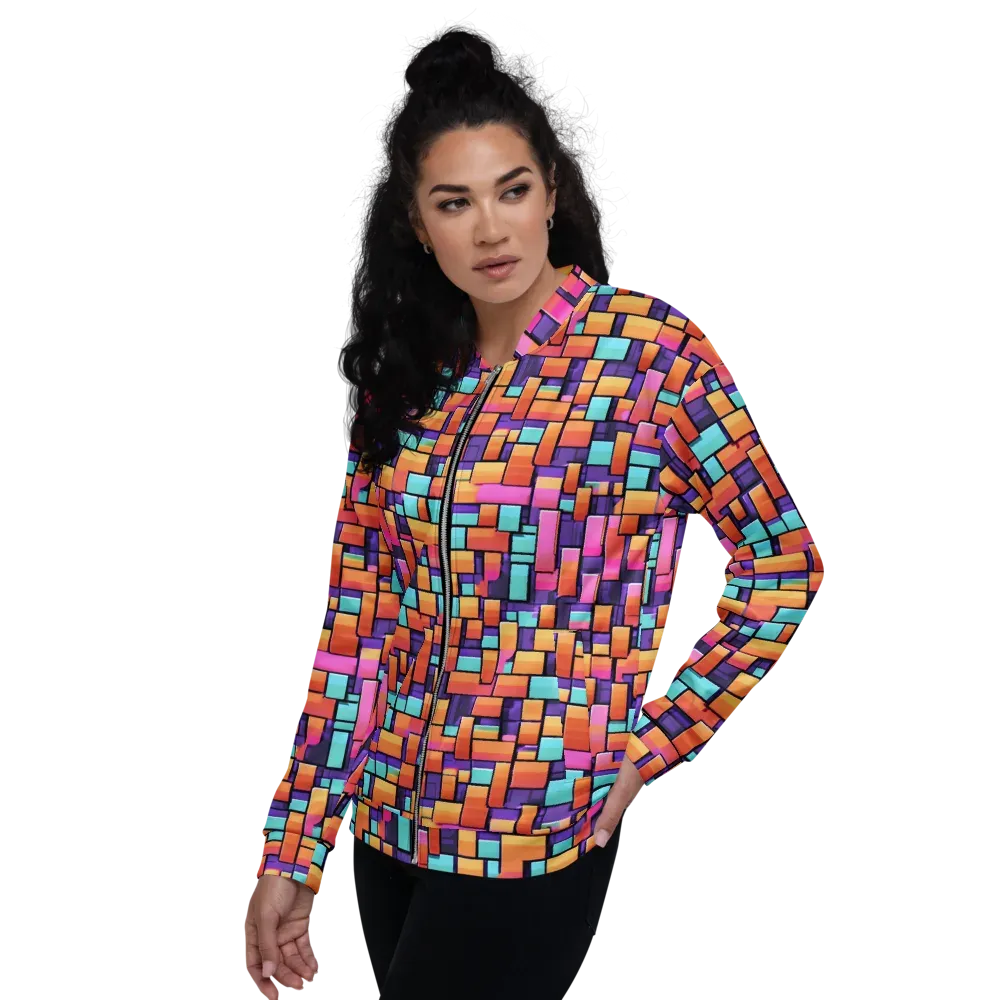 Neon Brickwork on Bomber Jacket — Left