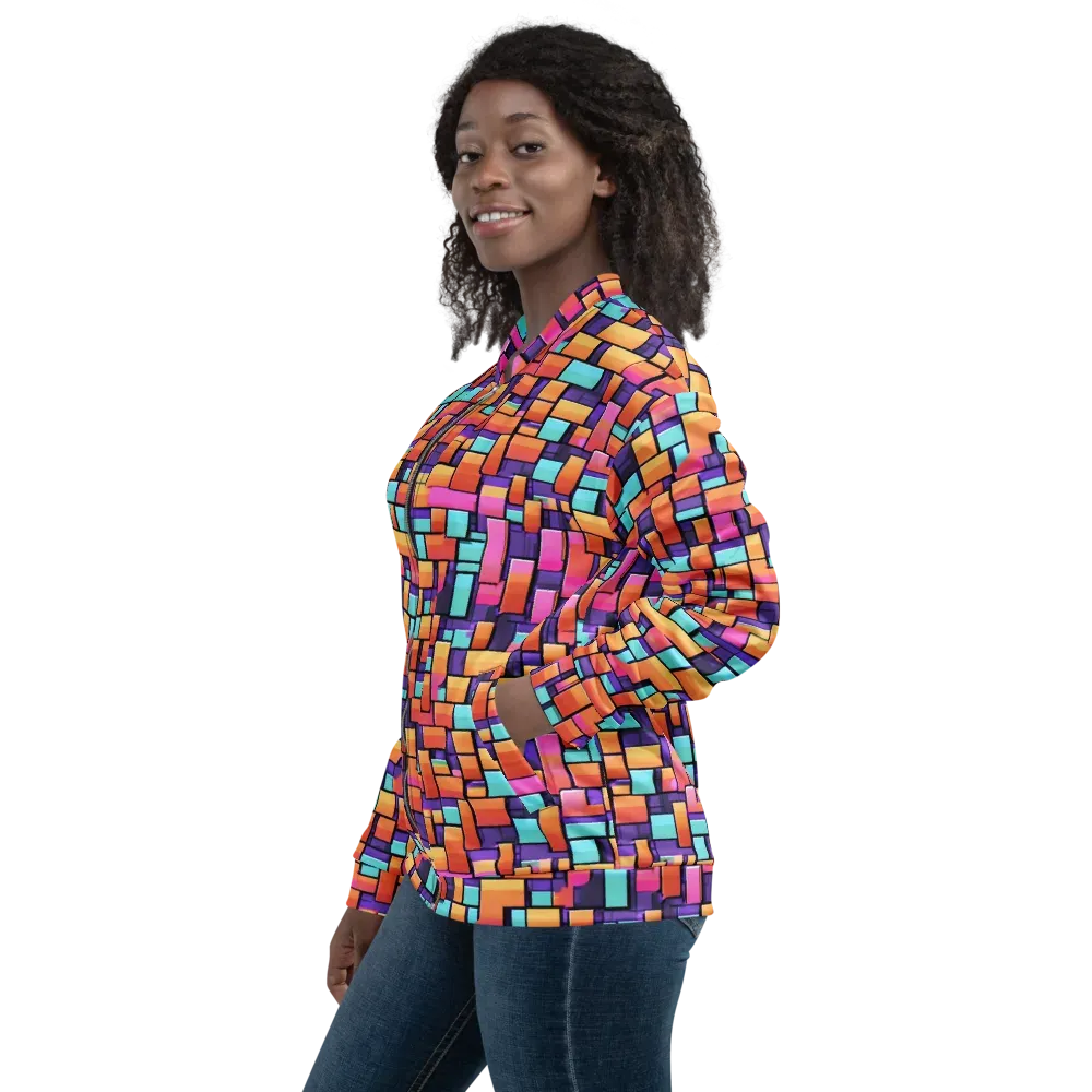 Neon Brickwork on Bomber Jacket — Left