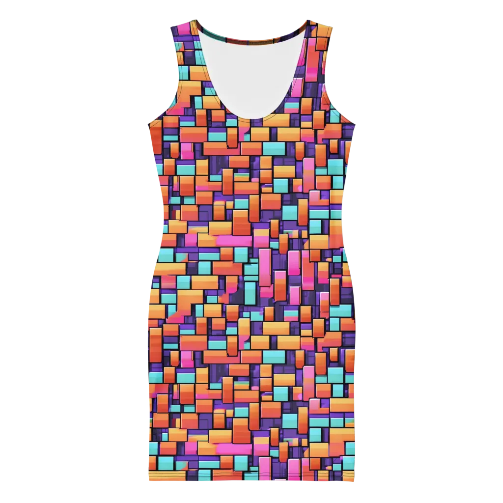 Neon Brickwork on Bodycon Dress — Front