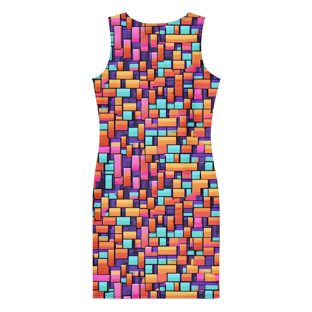Neon Brickwork on Bodycon Dress — Back