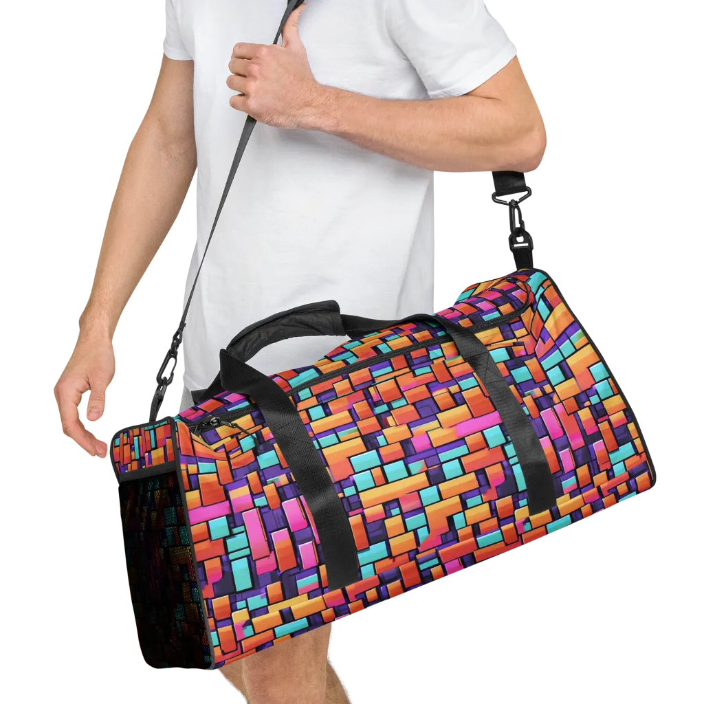 Neon Brickwork on Duffle Bag — Right Front