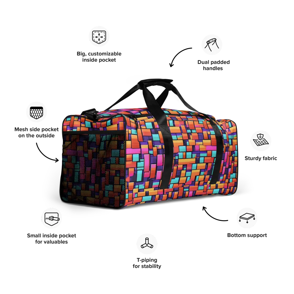 Neon Brickwork on Duffle Bag — Right Front