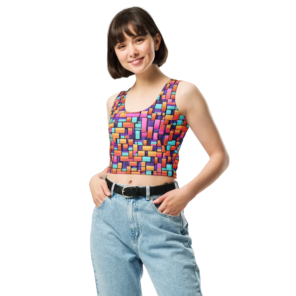 Neon Brickwork on Crop Top — Front
