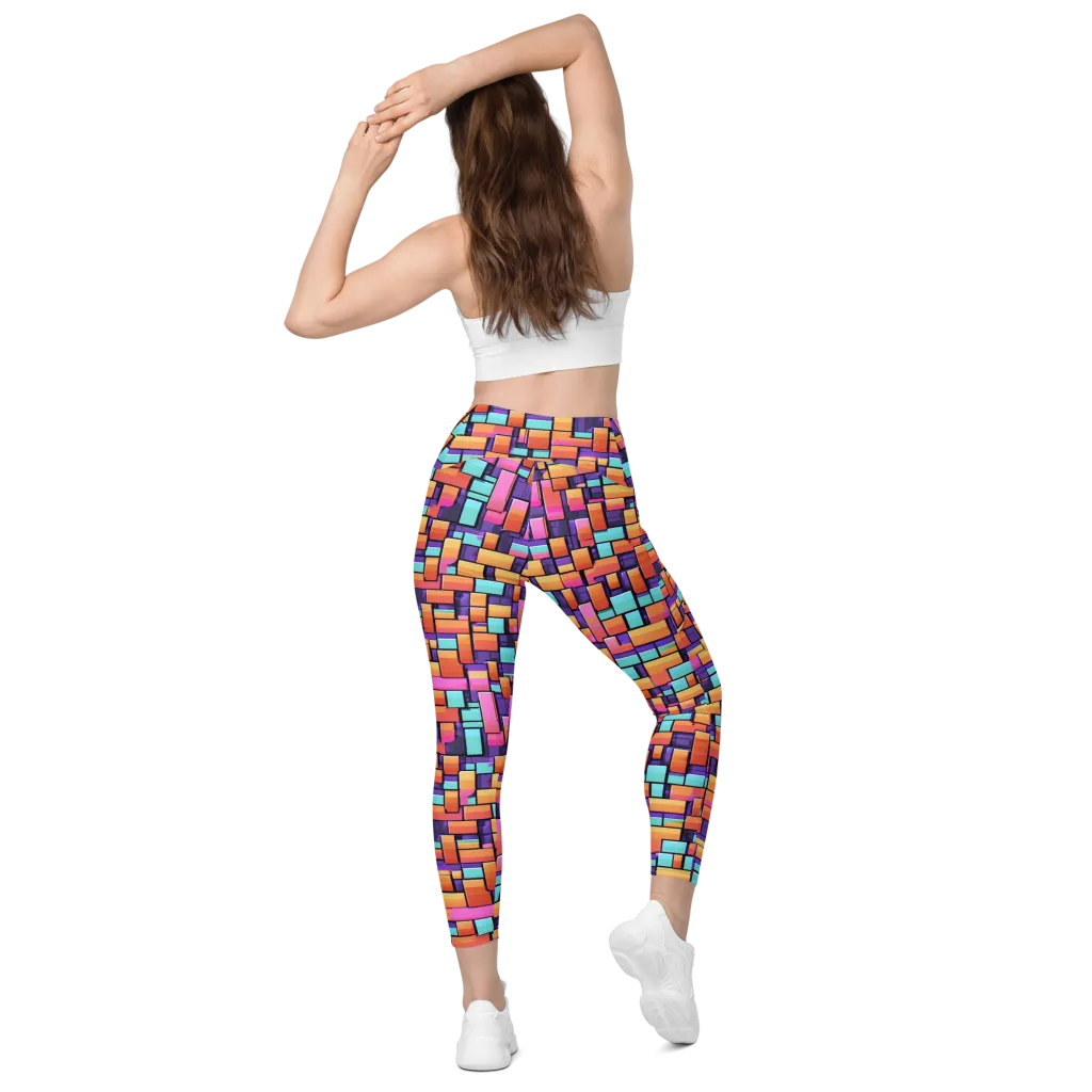 Neon Brickwork on Leggings with Pockets — Back