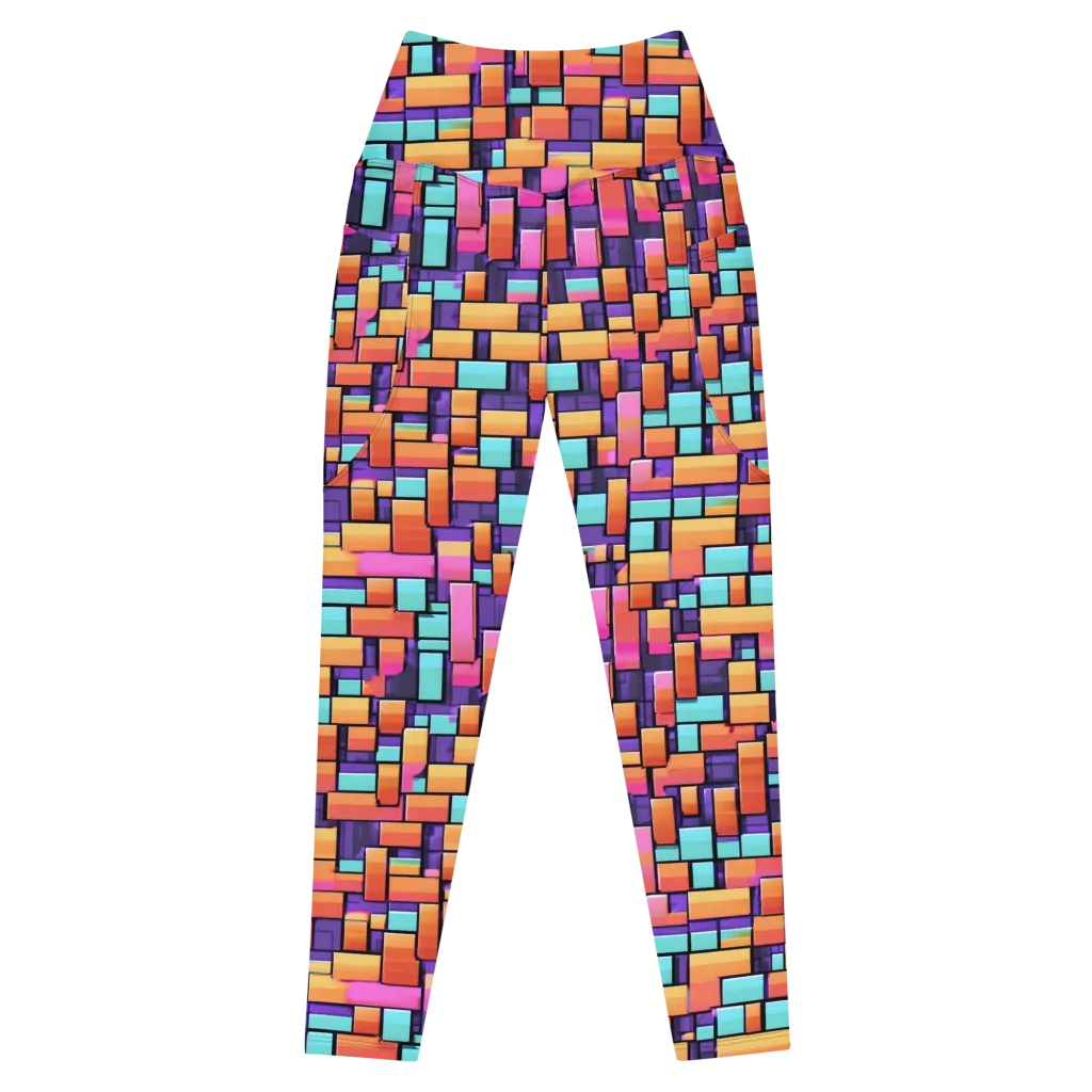 Neon Brickwork on Leggings with Pockets — Front