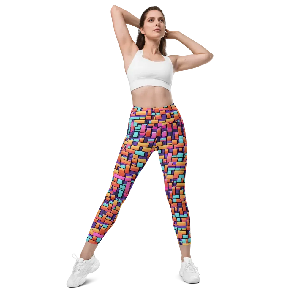 Neon Brickwork on Leggings with Pockets — Front