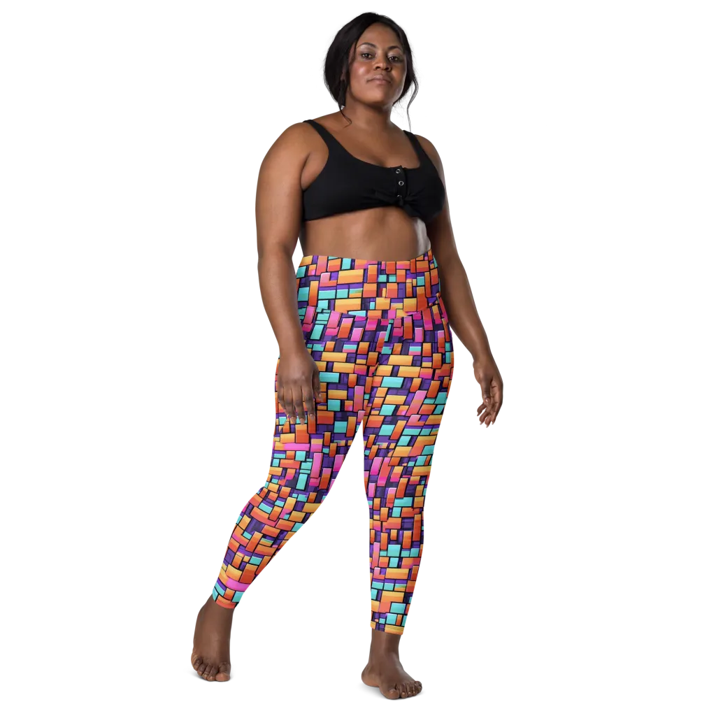 Neon Brickwork on Leggings with Pockets — Front