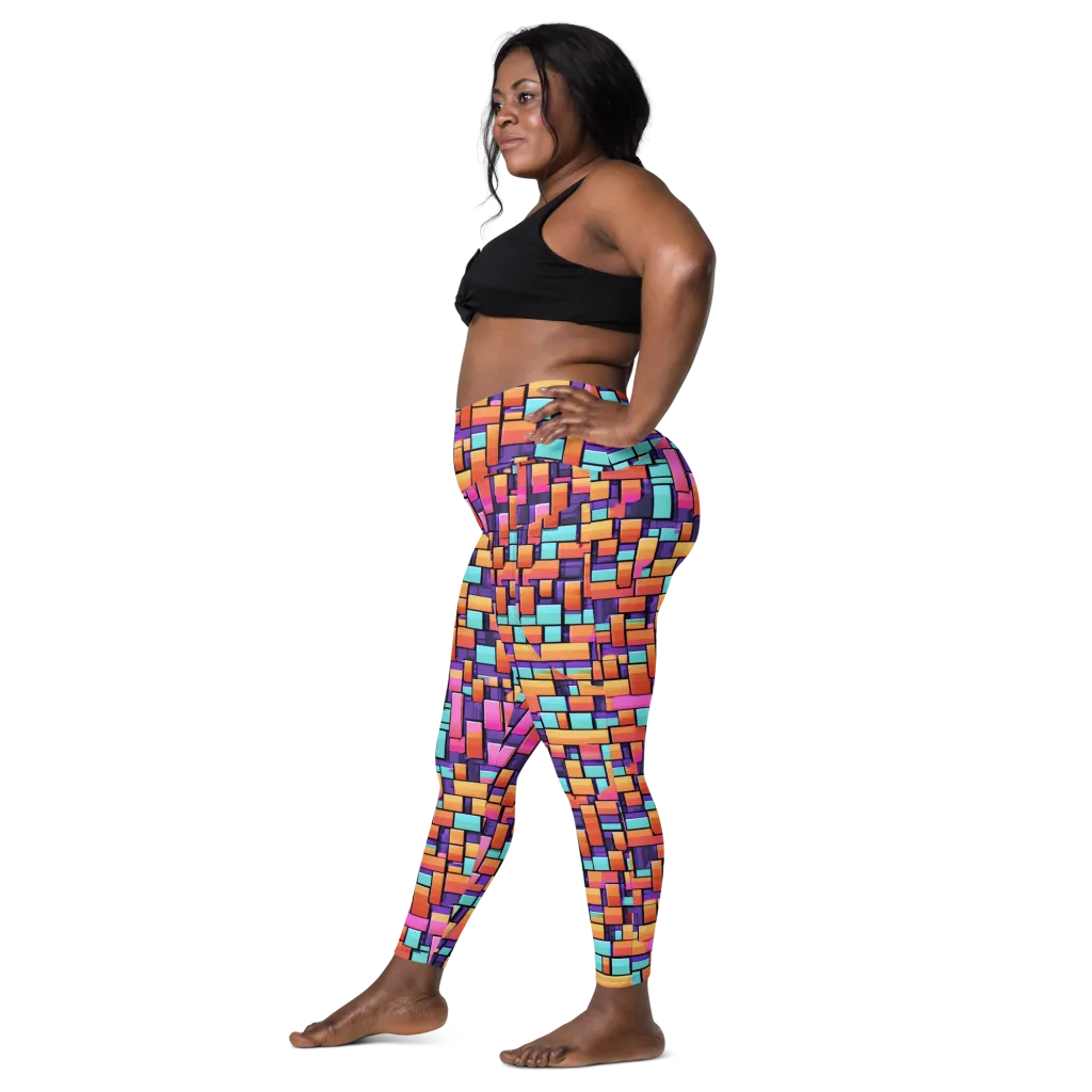 Neon Brickwork on Leggings with Pockets — Left