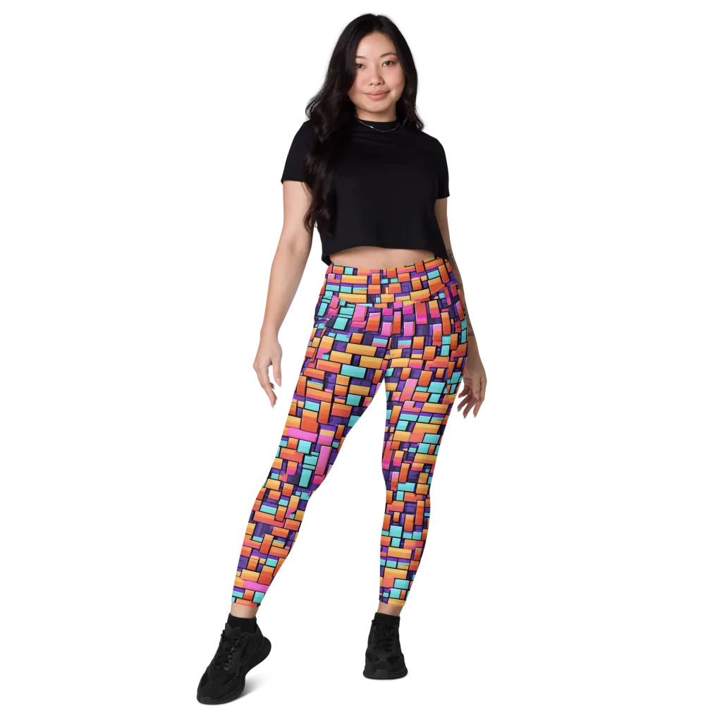 Neon Brickwork on Leggings with Pockets — Front