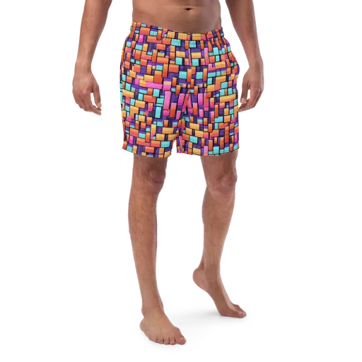 Neon Brickwork on a Swim Trunks