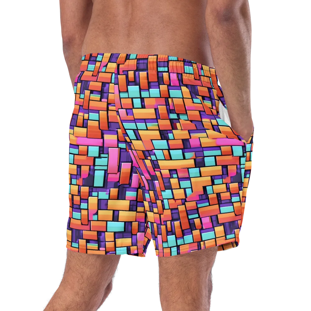 Neon Brickwork on Swim Trunks — Right Back