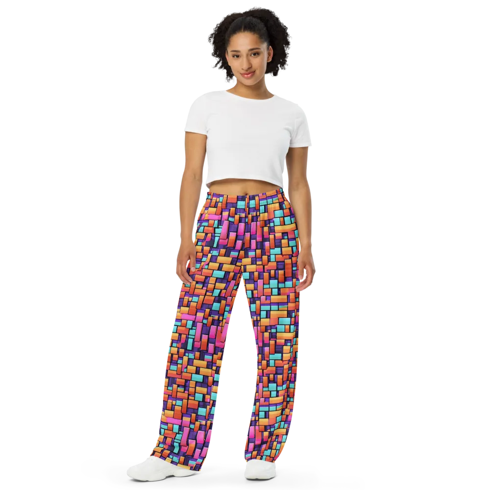 Neon Brickwork on Wide-Leg Pants — Front