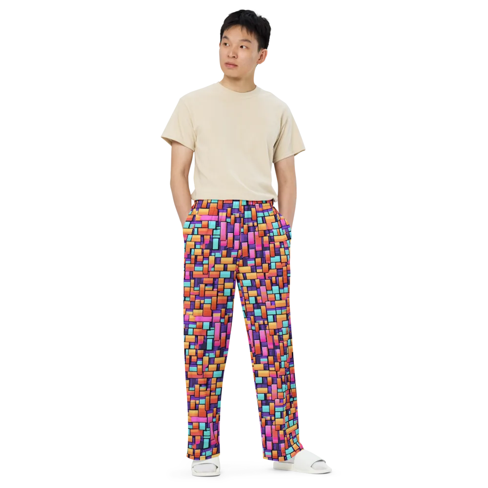 Neon Brickwork on Wide-Leg Pants — Front