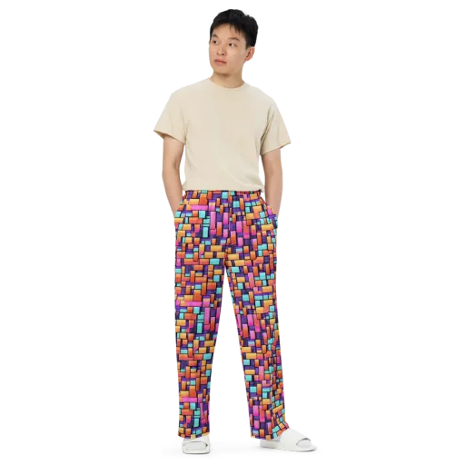 Neon Brickwork on a Wide-Leg Pants
