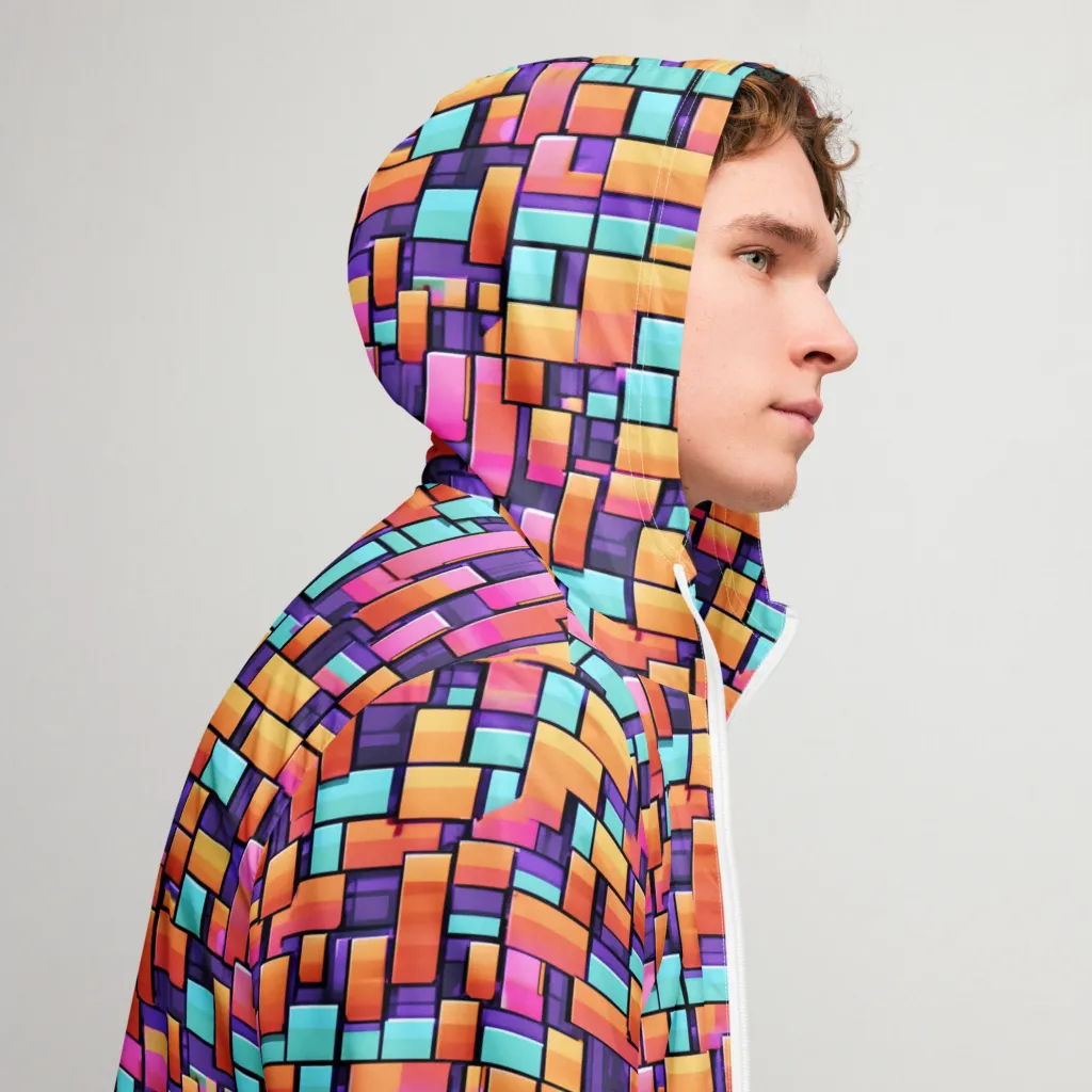 Neon Brickwork on Men's Windbreaker — Right
