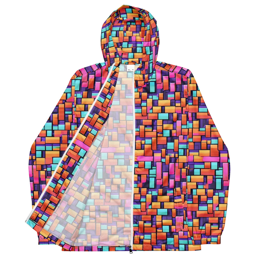 Neon Brickwork on Men's Windbreaker — Front