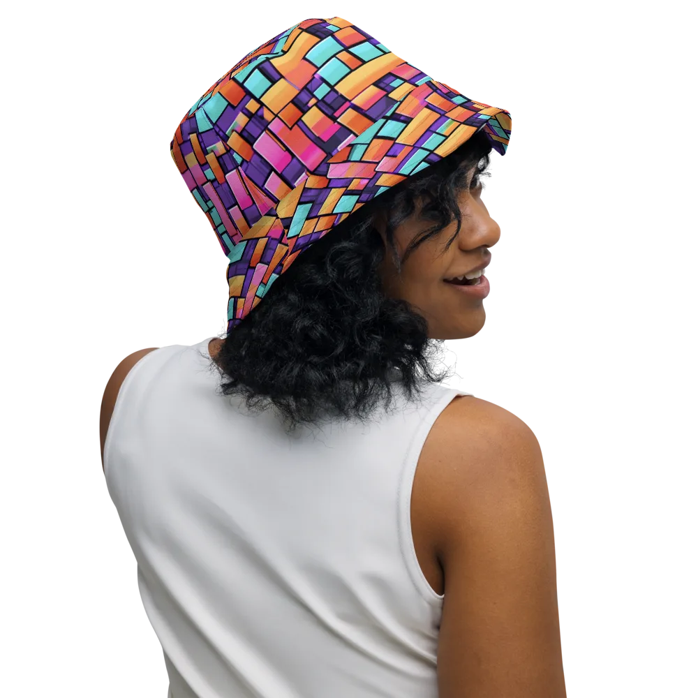 Neon Brickwork on Reversible Bucket Hat — Right Outside
