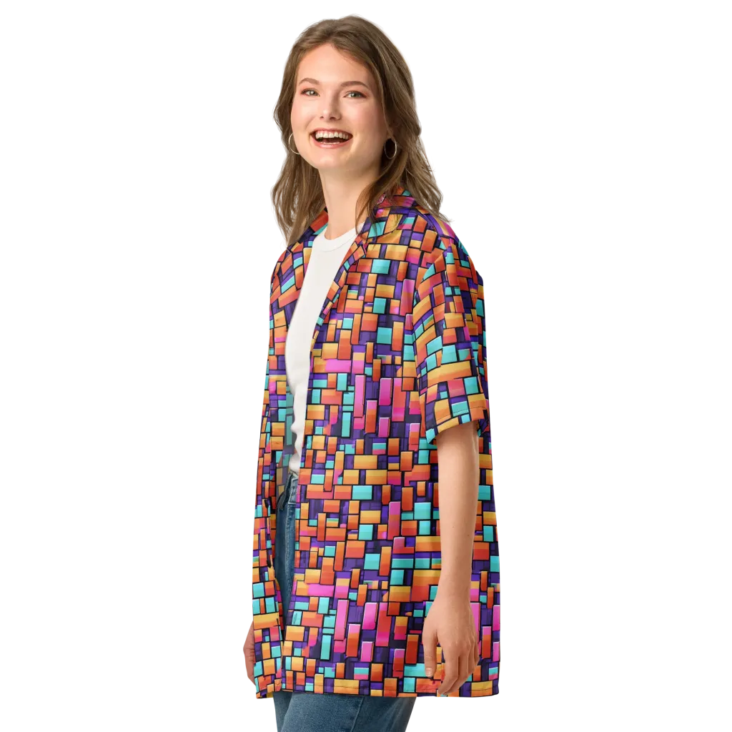 Neon Brickwork on Button Shirt — Left Front