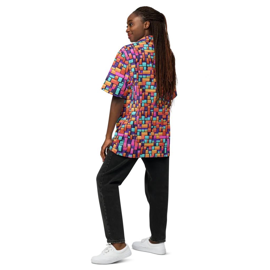 Neon Brickwork on Button Shirt — Back