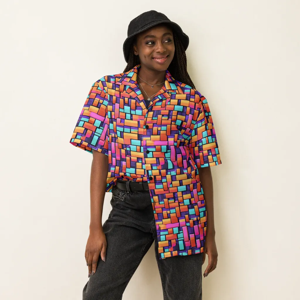 Neon Brickwork on Button Shirt — Front