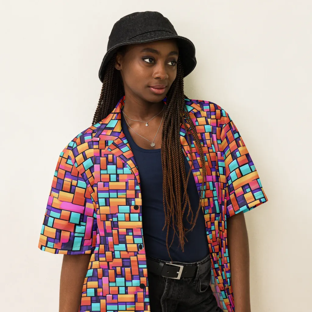 Neon Brickwork on Button Shirt — Right Front
